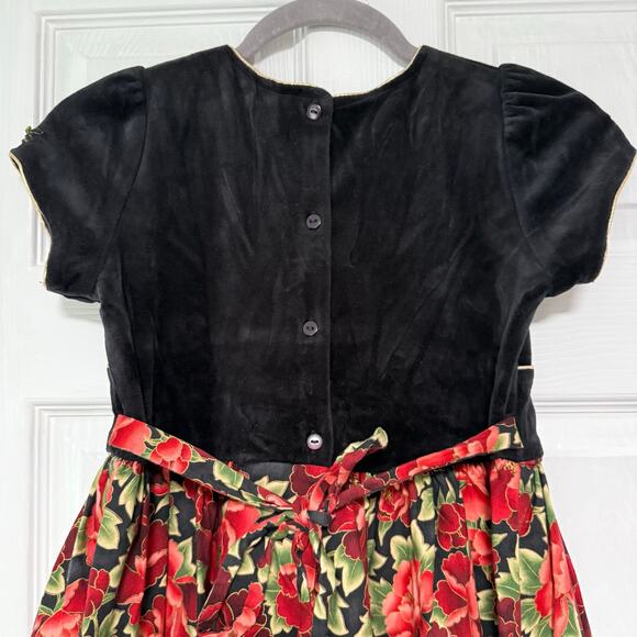 Rebecca Raggs Original Girls Floral Velvet Dress Size 10 - Picture 11 of 13